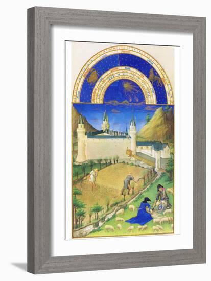 Le Tres Riches Heures Du Duc De Berry - July-Paul Herman & Jean Limbourg-Framed Art Print