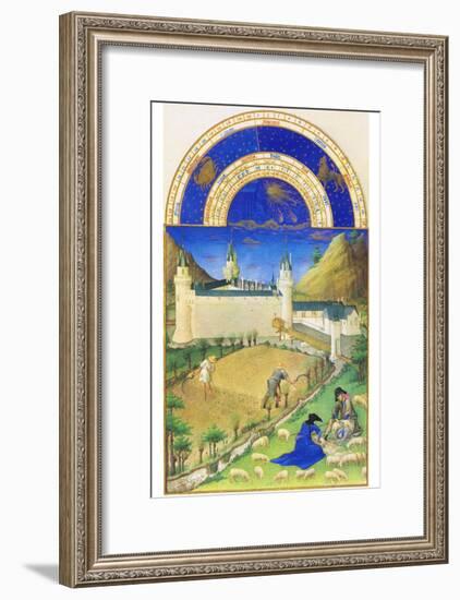 Le Tres Riches Heures Du Duc De Berry - July-Paul Herman & Jean Limbourg-Framed Art Print