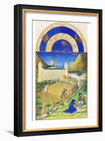 Le Tres Riches Heures Du Duc De Berry - July-Paul Herman & Jean Limbourg-Framed Art Print