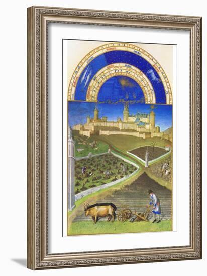 Le Tres Riches Heures Du Duc De Berry - March-Paul Herman & Jean Limbourg-Framed Art Print