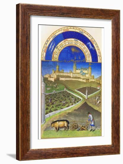 Le Tres Riches Heures Du Duc De Berry - March-Paul Herman & Jean Limbourg-Framed Art Print