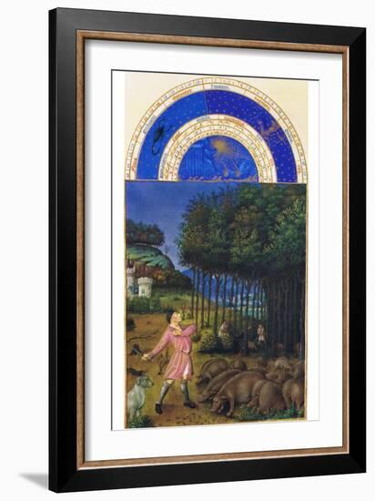 Le Tres Riches Heures Du Duc De Berry - November-Paul Herman & Jean Limbourg-Framed Art Print