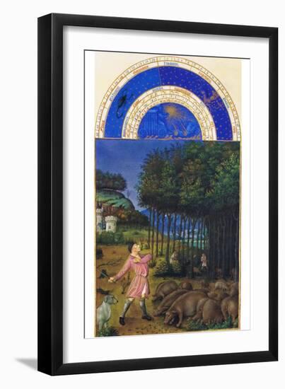 Le Tres Riches Heures Du Duc De Berry - November-Paul Herman & Jean Limbourg-Framed Art Print