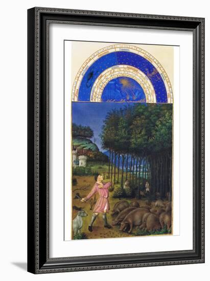 Le Tres Riches Heures Du Duc De Berry - November-Paul Herman & Jean Limbourg-Framed Art Print