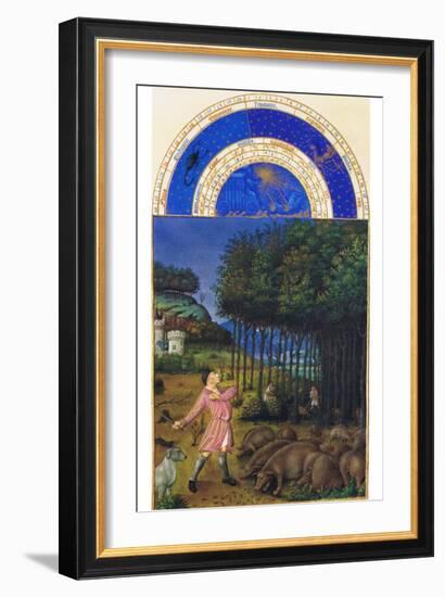 Le Tres Riches Heures Du Duc De Berry - November-Paul Herman & Jean Limbourg-Framed Art Print