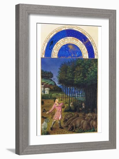 Le Tres Riches Heures Du Duc De Berry - November-Paul Herman & Jean Limbourg-Framed Premium Giclee Print