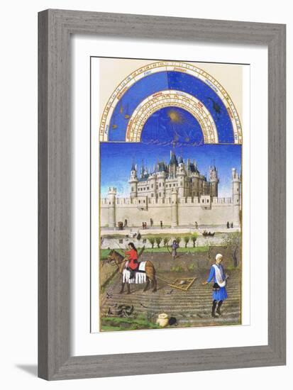 Le Tres Riches Heures Du Duc De Berry - October-Paul Herman & Jean Limbourg-Framed Art Print