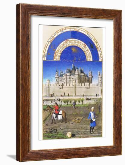 Le Tres Riches Heures Du Duc De Berry - October-Paul Herman & Jean Limbourg-Framed Art Print