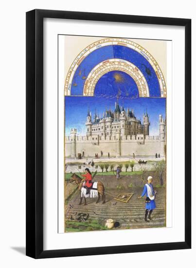 Le Tres Riches Heures Du Duc De Berry - October-Paul Herman & Jean Limbourg-Framed Art Print