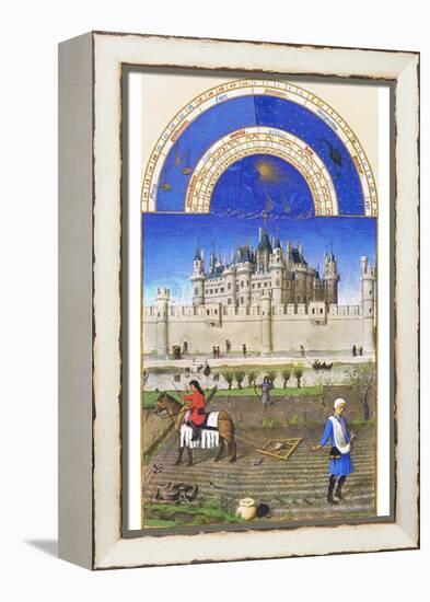 Le Tres Riches Heures Du Duc De Berry - October-Paul Herman & Jean Limbourg-Framed Stretched Canvas