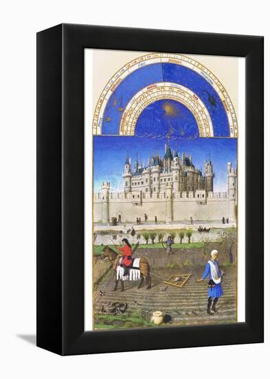 Le Tres Riches Heures Du Duc De Berry - October-Paul Herman & Jean Limbourg-Framed Stretched Canvas