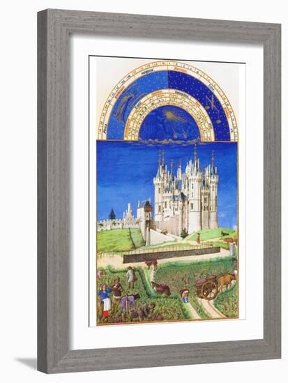 Le Tres Riches Heures Du Duc De Berry - September-Paul Herman & Jean Limbourg-Framed Art Print