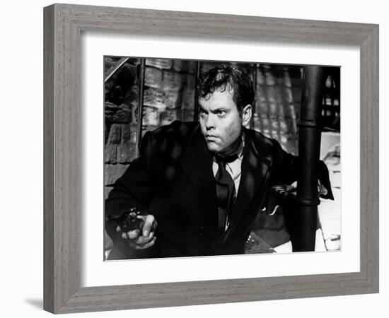 Le Troisieme Homme THE THIRD MAN by Carol Reed with Orson Welles, 1949 (b/w photo)-null-Framed Photo