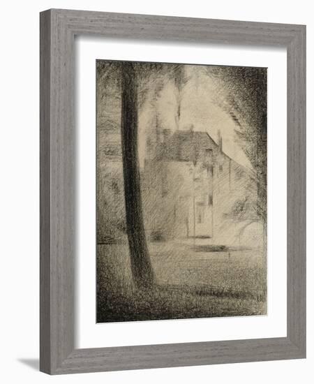 Le Tronc d'arbre et la maison-Georges Seurat-Framed Giclee Print