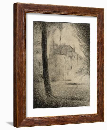 Le Tronc d'arbre et la maison-Georges Seurat-Framed Giclee Print