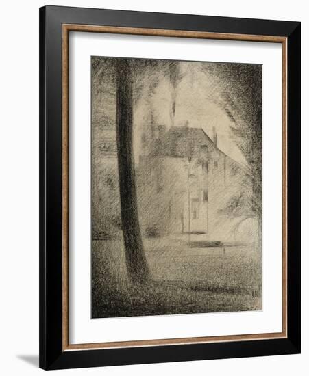 Le Tronc d'arbre et la maison-Georges Seurat-Framed Giclee Print