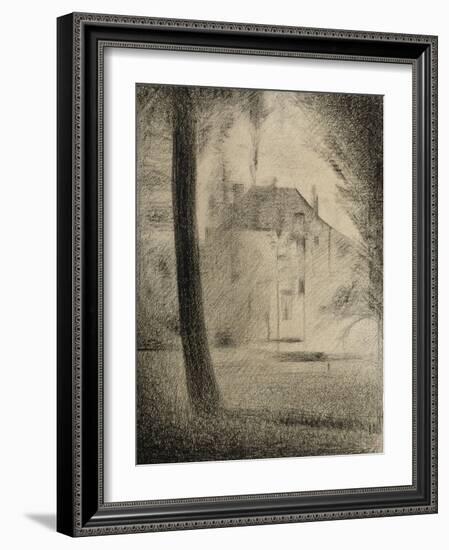 Le Tronc d'arbre et la maison-Georges Seurat-Framed Giclee Print