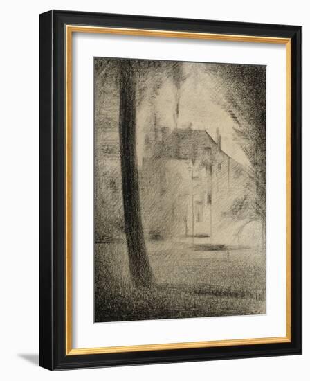 Le Tronc d'arbre et la maison-Georges Seurat-Framed Giclee Print