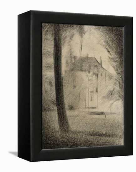 Le Tronc d'arbre et la maison-Georges Seurat-Framed Premier Image Canvas