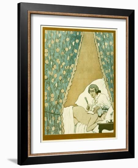 Le Vicomte de Valmont Uses His Mistress Opera as a Writing Desk Whilst Writing to the Virtuous Mme-Manuel Orazi-Framed Art Print