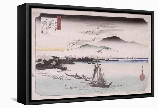 Le vol des oiseaux sauvages à Katad-Ando Hiroshige-Framed Premier Image Canvas