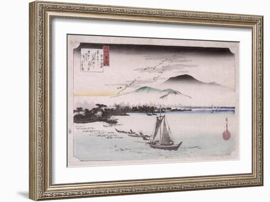 Le vol des oiseaux sauvages à Katad-Ando Hiroshige-Framed Giclee Print