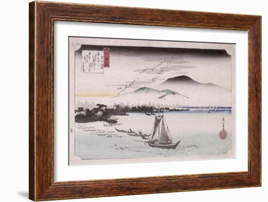 Le vol des oiseaux sauvages à Katad-Ando Hiroshige-Framed Giclee Print