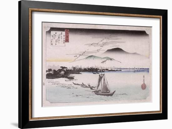 Le vol des oiseaux sauvages à Katad-Ando Hiroshige-Framed Giclee Print