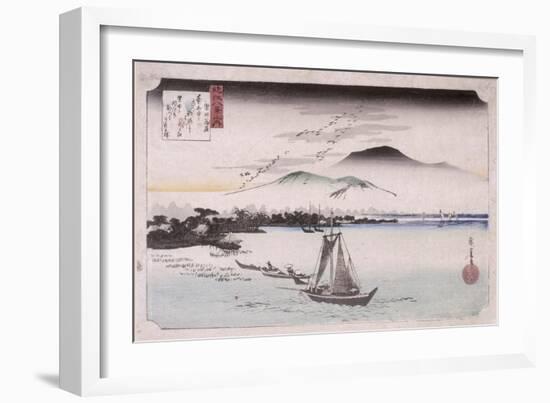 Le vol des oiseaux sauvages à Katad-Ando Hiroshige-Framed Giclee Print