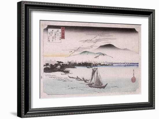 Le vol des oiseaux sauvages à Katad-Ando Hiroshige-Framed Giclee Print