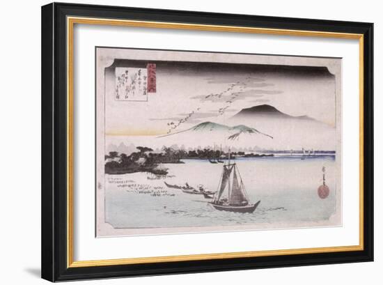 Le vol des oiseaux sauvages à Katad-Ando Hiroshige-Framed Giclee Print