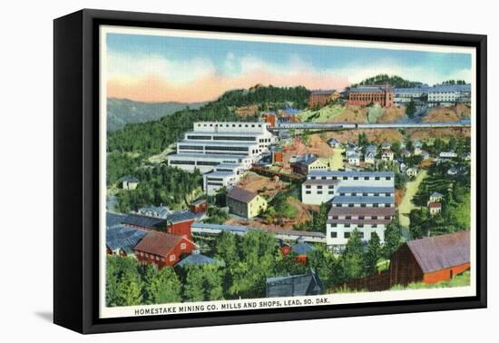 Lead, South Dakota, Aerial View of the Homestake Mining Co Mills and Shops-Lantern Press-Framed Stretched Canvas