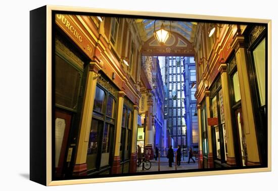 Leadenhall Market and Lloyds Building, London, United Kingdom, Europe-Neil Farrin-Framed Premier Image Canvas