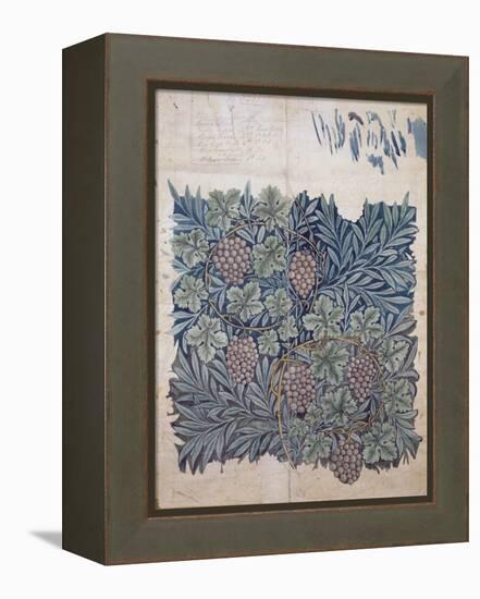 Leaf and Grape Design for 'Vine' Wallpaper (Pencil and W/C on Paper)-William Morris-Framed Premier Image Canvas