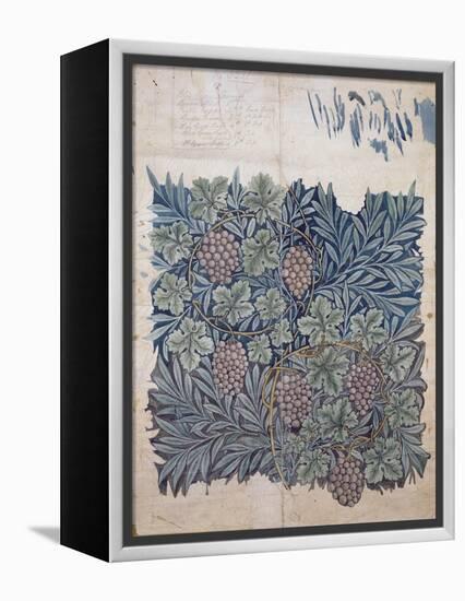 Leaf and Grape Design for 'Vine' Wallpaper (Pencil and W/C on Paper)-William Morris-Framed Premier Image Canvas