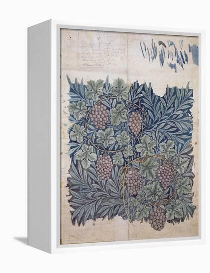 Leaf and Grape Design for 'Vine' Wallpaper (Pencil and W/C on Paper)-William Morris-Framed Premier Image Canvas