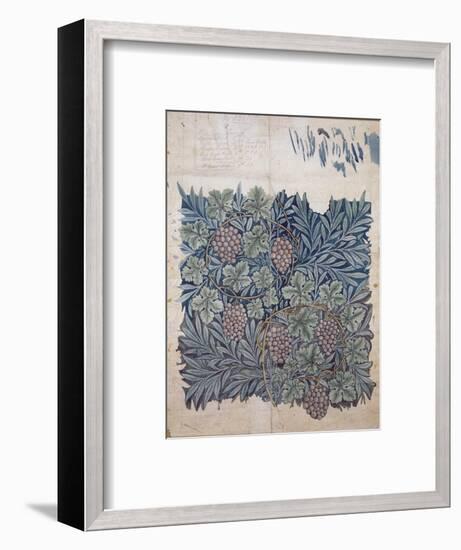 Leaf and Grape Design for 'Vine' Wallpaper (Pencil and W/C on Paper)-William Morris-Framed Premium Giclee Print