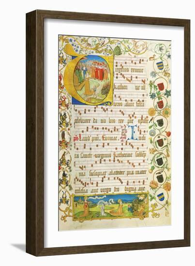 Leaf from Antiphonary for Elisabeth Von Gemmingen, C. 1504-null-Framed Giclee Print