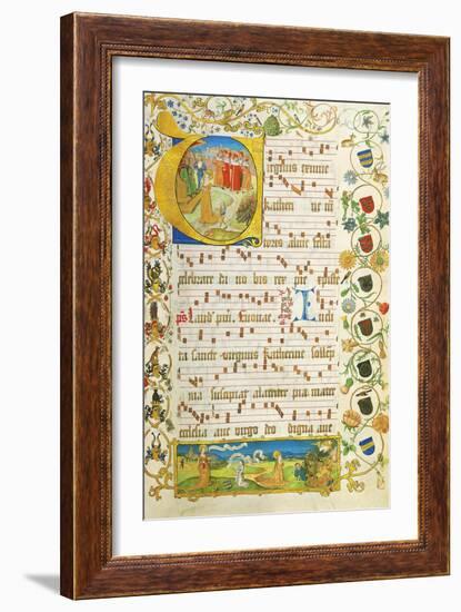 Leaf from Antiphonary for Elisabeth Von Gemmingen, C. 1504-null-Framed Giclee Print