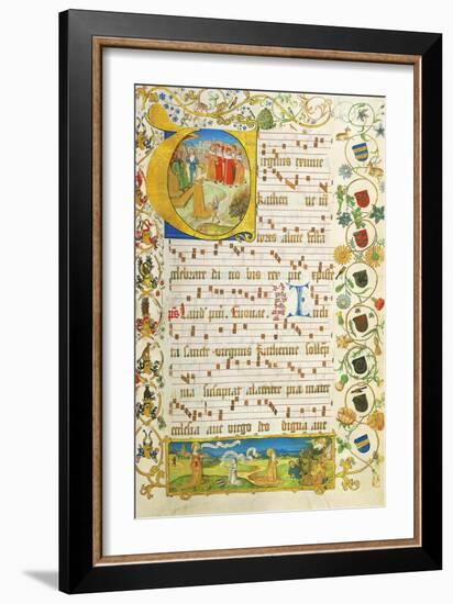 Leaf from Antiphonary for Elisabeth Von Gemmingen, C. 1504-null-Framed Giclee Print