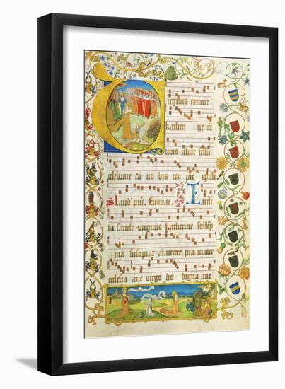 Leaf from Antiphonary for Elisabeth Von Gemmingen, C. 1504-null-Framed Giclee Print