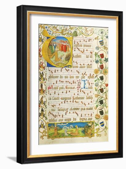 Leaf from Antiphonary for Elisabeth Von Gemmingen, C. 1504-null-Framed Giclee Print