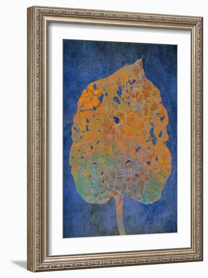 Leaf Orange on Blue-Cora Niele-Framed Photographic Print