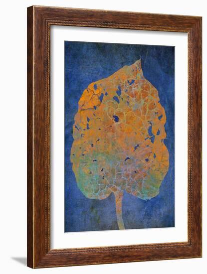 Leaf Orange on Blue-Cora Niele-Framed Photographic Print