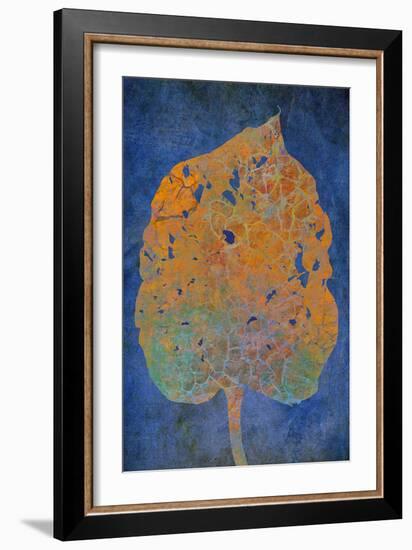 Leaf Orange on Blue-Cora Niele-Framed Photographic Print