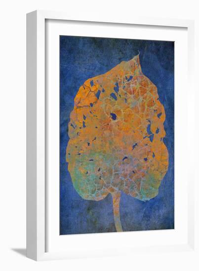 Leaf Orange on Blue-Cora Niele-Framed Photographic Print