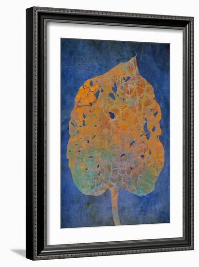 Leaf Orange on Blue-Cora Niele-Framed Photographic Print