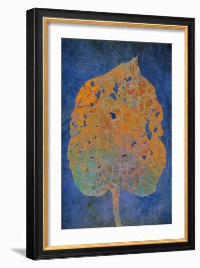 Leaf Orange on Blue-Cora Niele-Framed Photographic Print