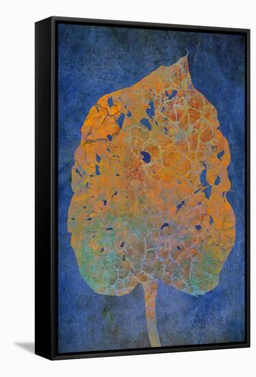 Leaf Orange on Blue-Cora Niele-Framed Premier Image Canvas