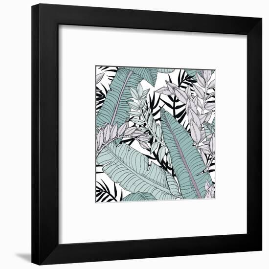 Leaf Pattern with Tropical Plants-Mirifada-Framed Art Print